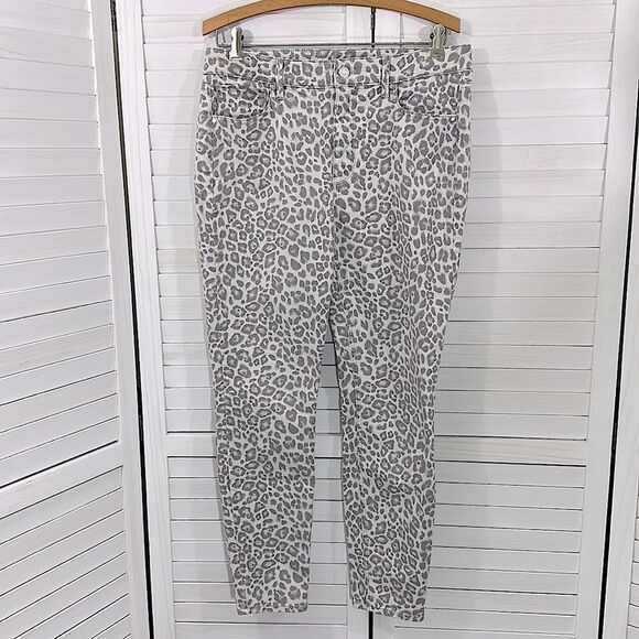 WHBM Jeans Size 8 High Rise Skinny Ankle Leopard Print - Picture 4 of 14